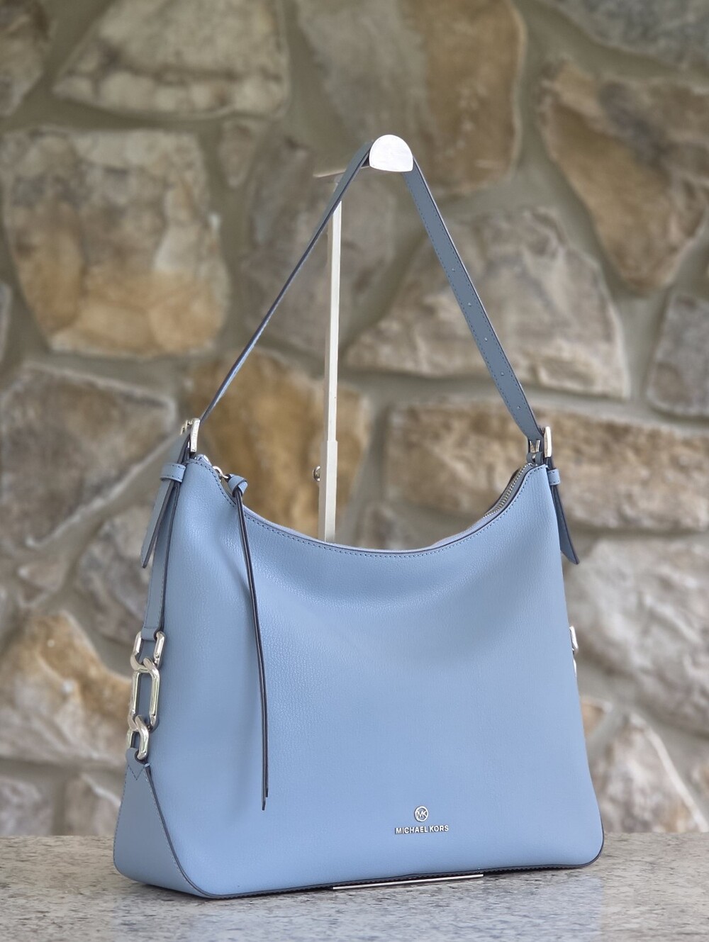 Michael Kors Laney Large Blue Hobo Shoulder Bag